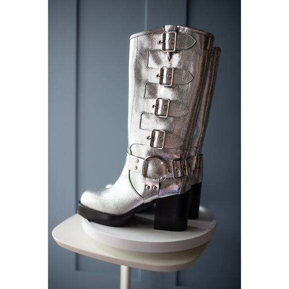 Free People Jeffrey Campbell Buckle Up Baby Moto Boots 7.5